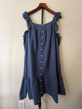Universal Thread Women's A Line Dress Sleeveless Cotton Button Size XL Blue NWT